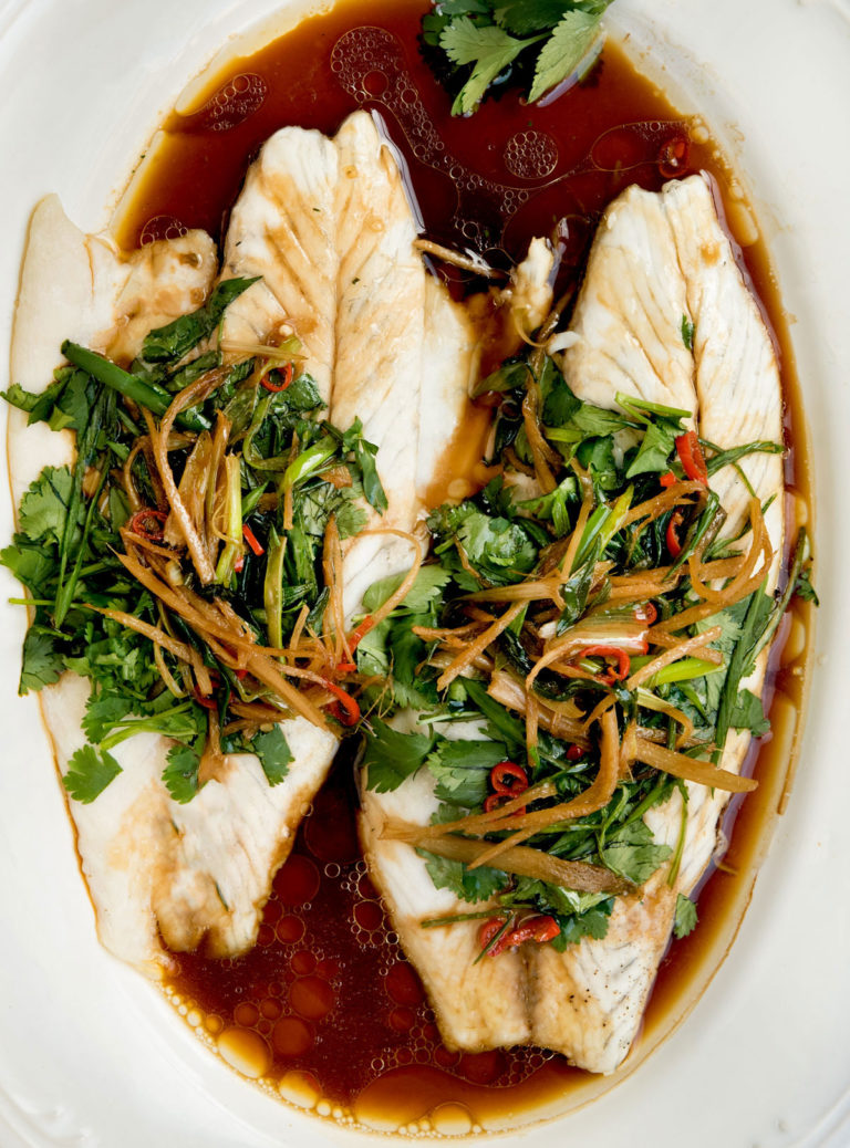 Steamed Barramundi With Ginger, Tamari And Fresh Herbs - WILD GREENS ...