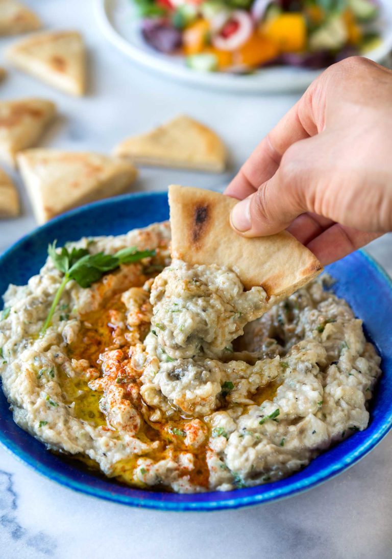 Baba Ghanoush Smoky Eggplant Dip Wild Greens And Sardines 