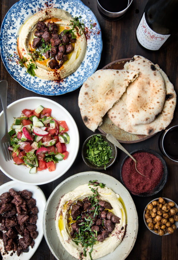 Hummus With Sumac-spiced Spring Lamb - Wild Greens & Sardines