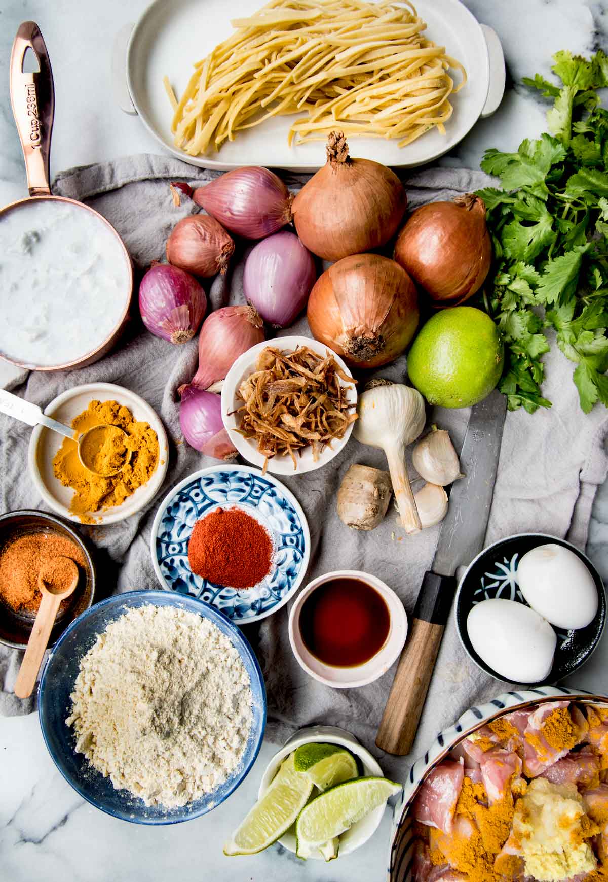 Burmese-Inspired Coconut Sauce Noodles (Ohn-No Khaut Swe), Ingredients